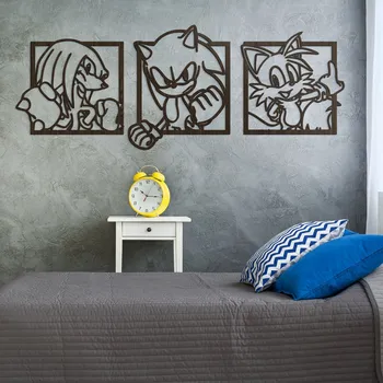 Obraz 3 dílný obraz do dětského pokoje - Ježek Sonic, Wenge | DUBLEZ