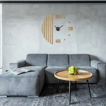 Obraz Velké 3D hodiny na zeď - Lamel, Dub zlatý | DUBLEZ