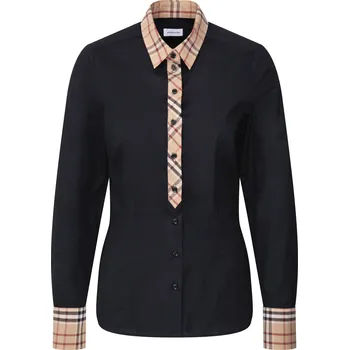 723660 - Popelínová halenka s kostkovaným detailem Seidensticker - pro ženy - vel. 42 - barva: černá