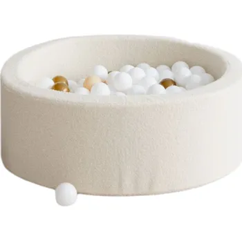 Suchý bazén Světmimi Dětský bazén KULATÝ 90 x 30 cm BOUCLE kremovy Poček kuliček: bez míčků