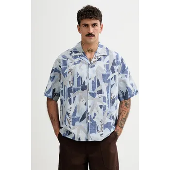 Pánská košile Košile s příměsí lnu Kenzo FF55CH1309P1.77 modrá 55X, vel. M