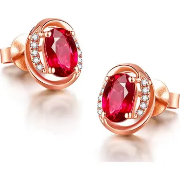 Náušnice Prosperk Náušnice rose gold s červeným zirkonem