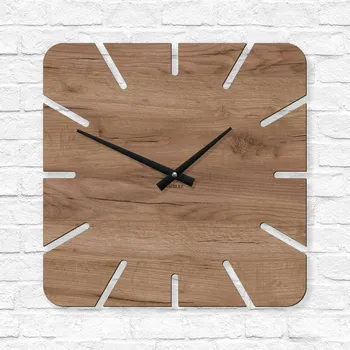 Hodiny Nástěnné hodiny do kuchyně - Quadra, Dub tabákový | DUBLEZ