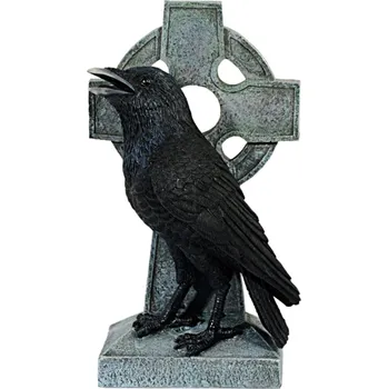 Multifunkční nůž MystiCalls Dekorativní soška Havran před keltským křížem – ručně malovaná (20 cm)