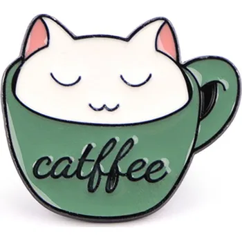 Náramek Brož / odznak kočka, malé, 3 zelená ledově