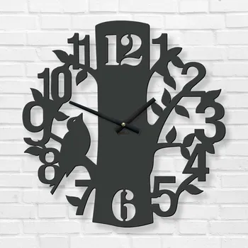 Hodiny Dětské hodiny na zeď - Ptáček, Antracitově-šedá | DUBLEZ