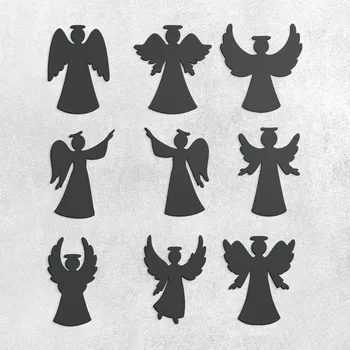 Obraz Nástěnné dřevěné dekorace - Andílci 9 ks | DUBLEZ