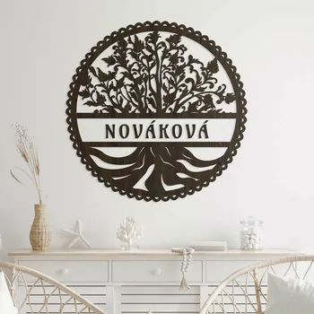 Obraz Dřevěná nálepka - Strom života s vlastním textem | DUBLEZ