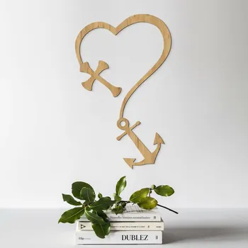 Obraz Dřevěná nálepka na zeď - Srdce, Kotva, Kříž | DUBLEZ
