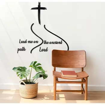 Samolepící dekorace Dřevěný citát z Bible - Lead me on the ancient path, Lord | DUBLEZ