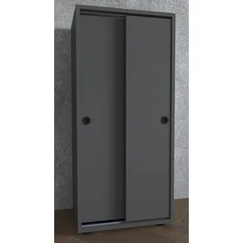 Policová skříň Vcm Kancelářská skříň s posuvnými dveřmi Ulas 3-komorová, antracitová