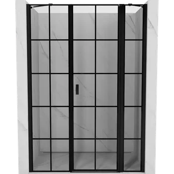 Sprchové dveře Mexen Mist sprchové dveře otočné pravé 145 cm, černá mřížka, černé - 8A4-145-001-70-77-P Sprchové dveře