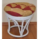 Axin Trading Ratanová taburetka velká bílá s polstrem Polstr: Vínový motiv