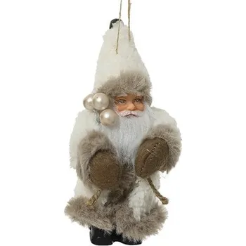 Vánoční ozdoba Vánoční ozdoba Santa v kožichu 13 cm béžový
