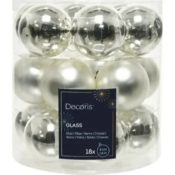 Vánoční dekorace Vánoční ozdoby skleněné koule Ø 4 cm stříbrné 18 ks