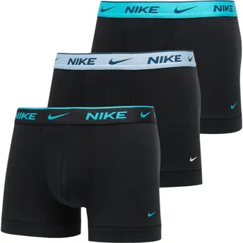 Boxerky Pánské boxerky Nike Everyday Cotton Stretch Trunk 3P - black/light armory blue/dusty cactus Černý (S)