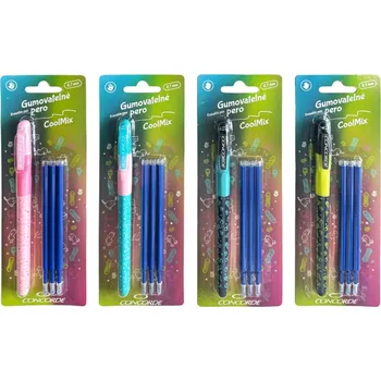 Gumovatelné pero CONCORDE CoolMix, modrá náplň, 0,7mm, 3ks náplně