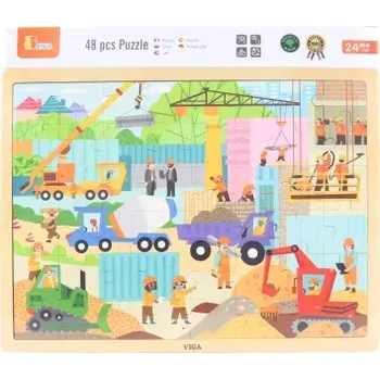 Puzzle Viga na podložce poznáváme stavební stroje 48 dílků