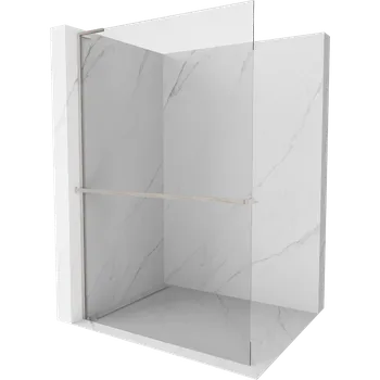 Mexen Kioto+ L sprchová zástěna s policí Walk-in 75 x 200 cm, transparentní, kartáčovaný nikl - 800-075-123-97-00 Sprchové stěny