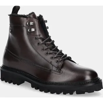 Pánské tenisky Kožené boty BOSS Julyo pánské, hnědá barva, 50552570 50552570.201 89X, EUR 44