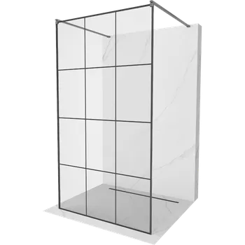 Mexen Kioto volně stojící sprchová stěna 120 x 200 cm, černá mřížka 8 mm, gun gray kartáčovaný - 800-120-002-66-77 Sprchové stěny