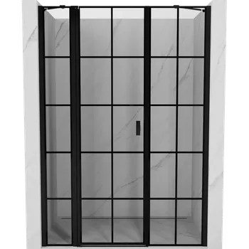 Sprchové dveře Mexen Mist sprchové dveře výklopné levé 130 cm, černá mřížka, černé - 8A4-130-001-70-77-L Sprchové dveře