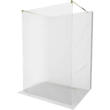 Mexen Kioto samostatně stojící sprchová stěna 100 x 200 cm, pruhy 8 mm, zlatá - 800-100-002-50-09 Sprchové stěny