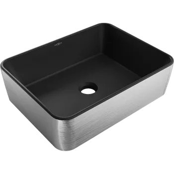 Mexen Catia umyvadlo na desku 48 x 37 cm, černá mat/stříbrný vzor linie - 21314873 Koupelnové umyvadla