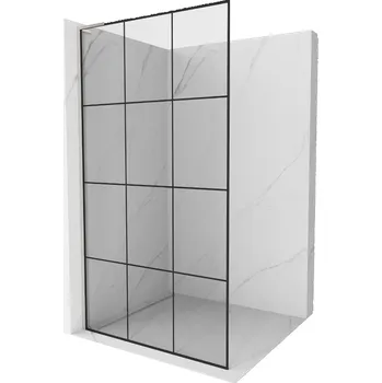 Mexen Kioto L sprchová stěna Walk-in 110 x 200 cm, černá mřížka, kartáčovaný nikl - 800-110-103-97-77 Sprchové stěny