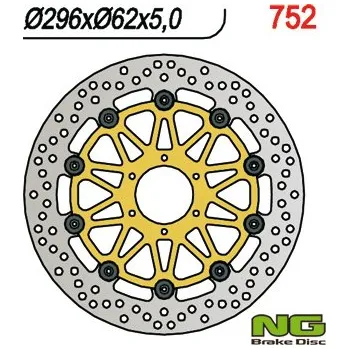 Brzdový kotouč NG PŘEDNÍ BRZDOVÝ KOTOUČ HONDA XL 1000V '99-'03, VFR 800 '98-'16, V-TEC '02-'13, CROSS RUNNER '11-'14, F6C '97-'03, CBR 600 F4 '99-'00 (296X62X5)