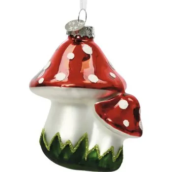 Vánoční ozdoba Vánoční ozdoba skleněná muchomůrka Ø 7 x 7,5 cm