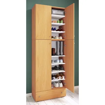 Botník Vcm Botník Lona XXL s 9 přihrádkami, otočné dveře, se zásuvkou, buk