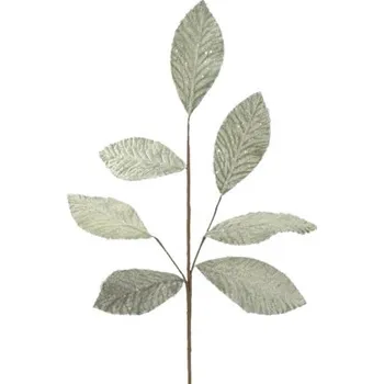 umělá květina Umělá větev s listy ojíněná 20 x 68 cm světle zelená