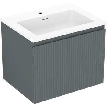 Koupelnový nábytek Mexen Rivel koupelnová skříňka 60 cm s umyvadlem Otis, 1 zásuvka, drážkovaná, grafit mat/bílá mat - 91A20-06047-1-BF66-W18M01 Skříňky s umyvadlem