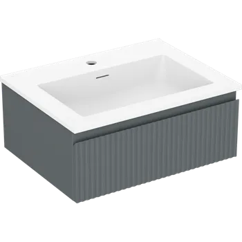Koupelnový nábytek Mexen Rivel koupelnová skříňka 60 cm s umyvadlem Otis, 1 zásuvka, drážkovaná, grafit mat/bílá mat - 91A20-06023-1-BF66-W18M01 Skříňky s umyvadlem