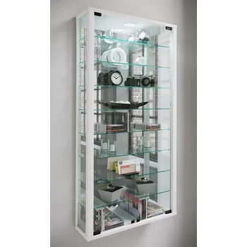 Komoda Vcm Nástěnná vitrína Vitrosa Maxi se zrcadlem včetně LED osvětlení, bílá