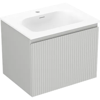 Koupelnový nábytek Mexen Rivel koupelnová skříňka 60 cm s umyvadlem Vela, 1 zásuvka, drážkovaná, šedá mat/bílá mat - 91A20-06047-1-BF62-W23M01 Skříňky s umyvadlem