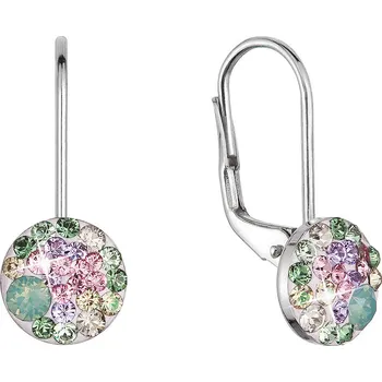 Náušnice Stříbrné náušnice visací s mix barevnými krystaly Swarovski malé 31321.3 sakura | Elegantní design | Kvalitní zpracování | Dámské naušnice | Dámské šperky | ROMERO rhodiované stříbro, Swarovski krystaly