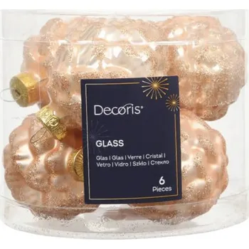 Vánoční dekorace Vánoční ozdoby šišky 11 cm broskvová perleť 6 ks