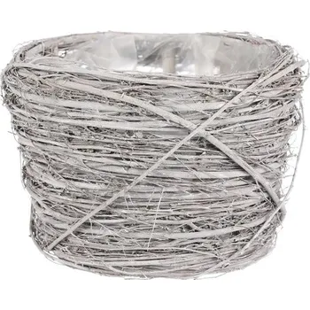 Obal na květináč Proutěný obal na květináč šedo-bílý 1/2 větší 27x17 cm