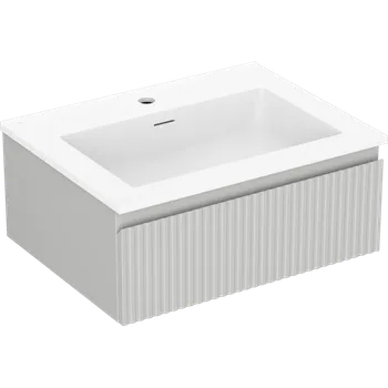 Koupelnový nábytek Mexen Rivel koupelnová skříňka 60 cm s umyvadlem Otis, 1 zásuvka, drážkovaná, šedá mat/bílá mat - 91A20-06023-1-BF62-W18M01 Skříňky s umyvadlem