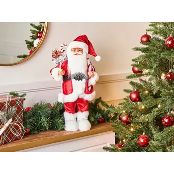 Vánoční dekorace Dekorativní figurka červená látka syntetický materiál Santa Claus Mikuláš Vánoce Beliani
