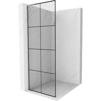 Mexen Kioto L sprchová stěna Walk-in 90 x 200 cm, černá mřížka, kartáčovaný nikl - 800-090-103-97-77 Sprchové stěny