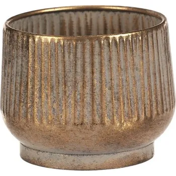 Kovová vánoční dekorace mísa na aranž zlatá 1/3 střední 13x10 cm