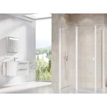 Ravak Chrome sprchová zástěna 80 cm bílá matný/průhledné sklo 9QV40E00Z1