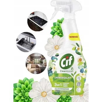 Univerzální čisticí prostředek CIF Cleanboost Univerzální čisticí sprej 3v1 Zelený Čaj a eukalyptus