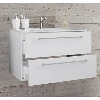 Koupelnový nábytek Vcm 2dílná umyvadlová skříňka Badinos 2 zásuvky 60 cm, bílá
