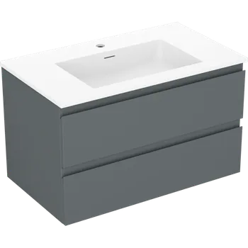 Koupelnový nábytek Mexen Orio koupelnová skříňka 80 cm s umyvadlem Otis, 2 zásuvky, grafit mat/bílá mat - 91A10-08047-2-BFF66-W18M01 Skříňky s umyvadlem