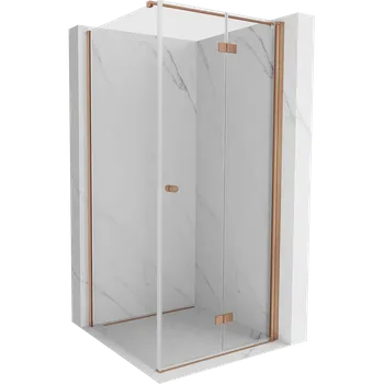 Mexen Mist-F skládací sprchová kabina pravá 90 x 90 cm, transparentní, kartáčovaná měď - 8A6T-090-090-65-00-P Sprchové kouty