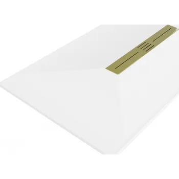 Sprchová vanička Mexen Toro obdélníkový sprchový kout SMC 160 x 80 cm, bílý, zlatý kryt - 43108016-G Obdélníkové sprchové vaničky